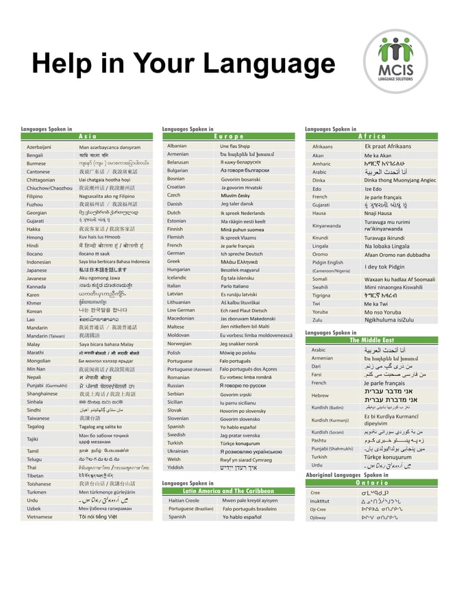 Help in Your Language